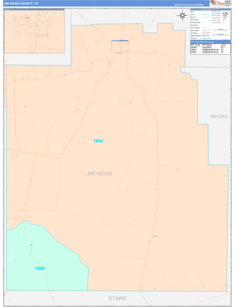 Jim Hogg County, TX Zip Code Map